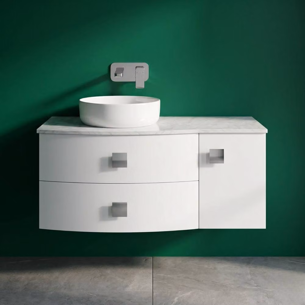 Balterley Gentleshaw Contemporary Wall Mounted Vanity Unit with Doors and Drawers, White and Grey, Width: 100 cm – 2