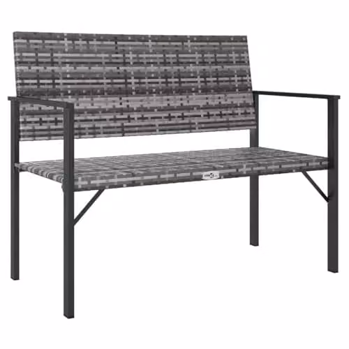 vidaXL Modern 2-Seater Grey Poly Rattan Garden Bench – 1