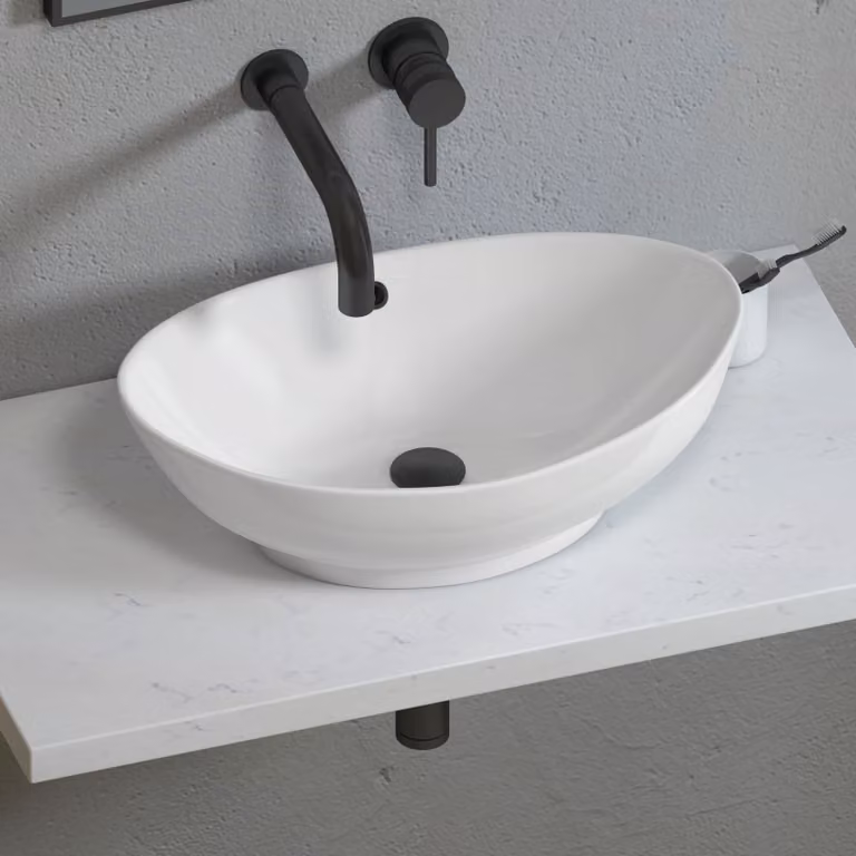 Royal Bathroom Amaze Oval Ceramic Countertop Basin Vessel in White, Width: 58.8 cm