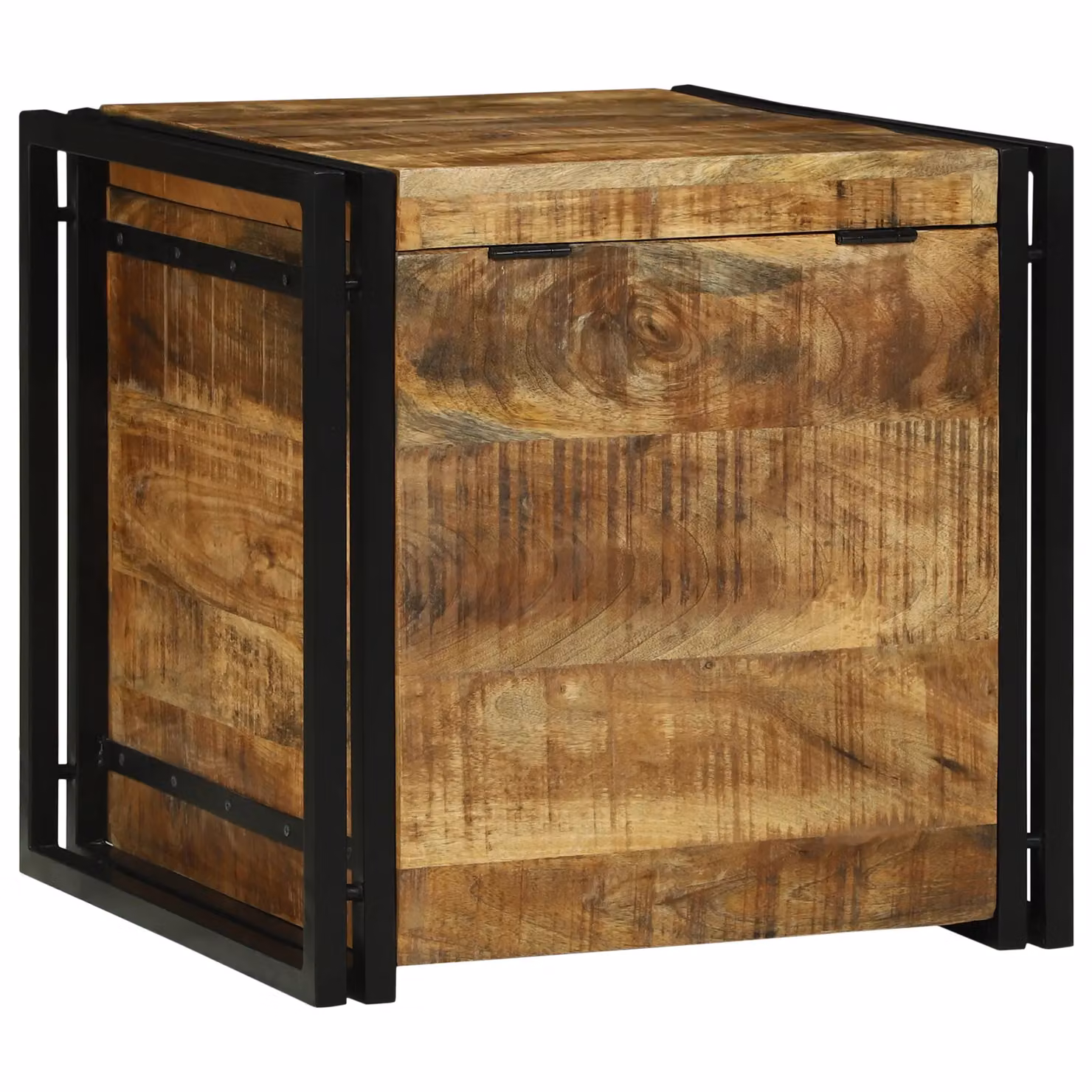 Berkfield Home Rustic Solid Mango Wood Storage Box in Brown, W/D/H: 50 x 50 x 50 cm – 4
