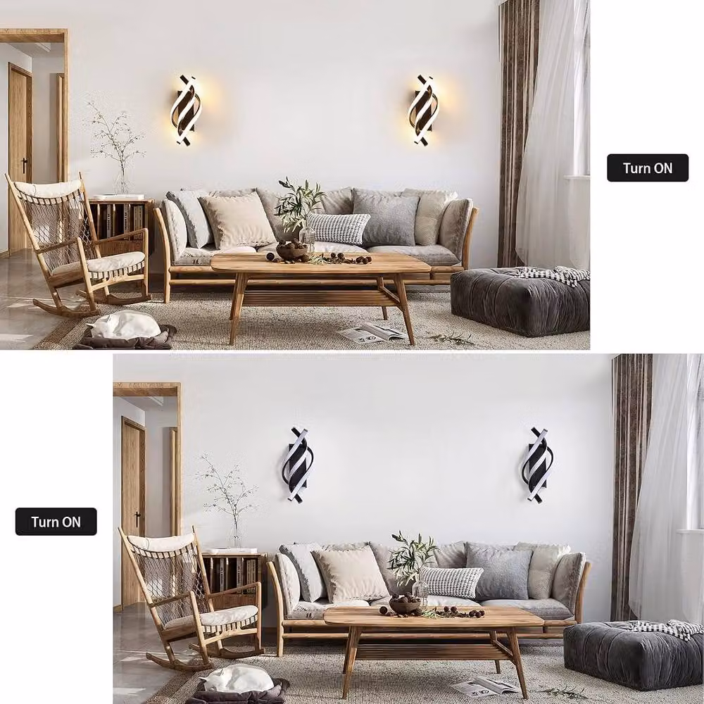 Goeco LED Curved Wall Lamp in Black with Warm White 3000K Light – 6