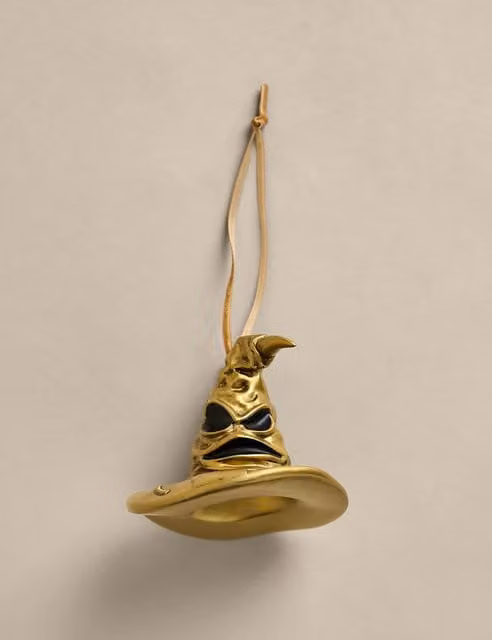 M&S Harry Potter Sorting Hat Gold Metal Christmas Tree Hanging Pendant Decoration