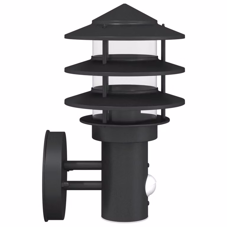 Berkfield Home Black Stainless Steel Outdoor Wall Lights with Motion Sensor and Timer, 2 Pack