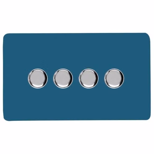 Trendi Switch 4 Gang 1 or 2 Way 150w Rotary LED Dimmer Light Switch in Ocean Blue – 1