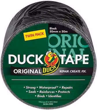 Sellotape Original Black Cloth Duct Tape, 2 Pack