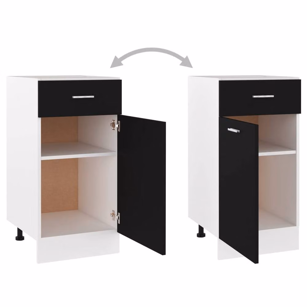 Berkfield Home Black Modern Freestanding Drawer Bottom Cabinet with Castors, W/D/H: 40 x 46 x 81.5 cm – 4