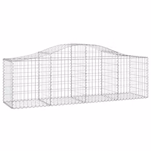 vidaXL Arched Gabion Basket in Silver Galvanised Steel, W: 200 cm, D: 50 cm, H: 60/80 cm