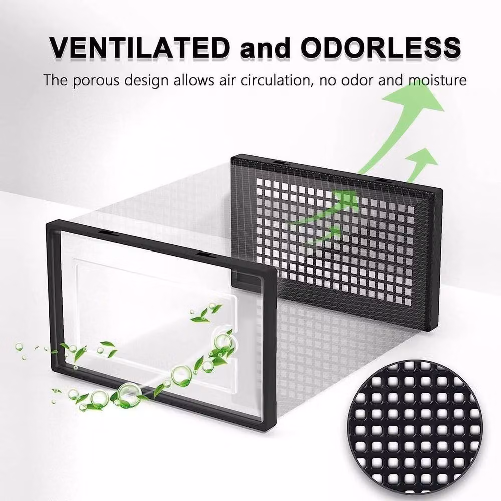 NESTLUNE 12 Pack Stackable and Foldable Black and Transparent Plastic Trainer Organisers – 3