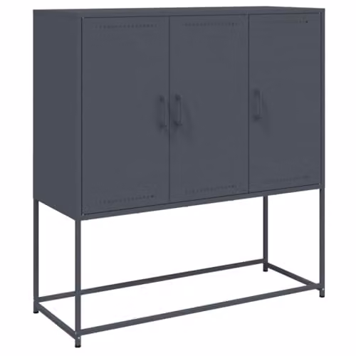 vidaXL Anthracite Steel Highboard W/D/H: 100.5 x 39 x 107 cm