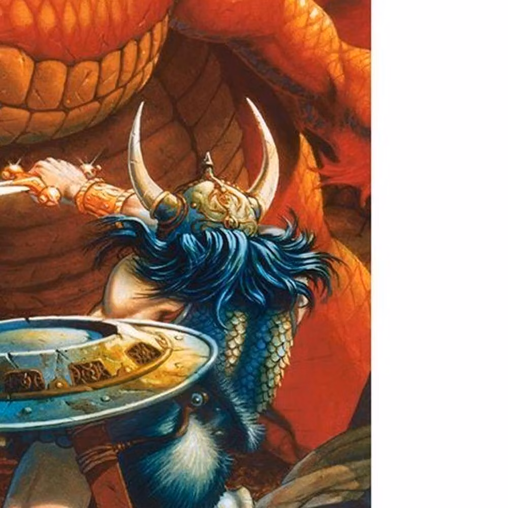 Dungeons & Dragons Warrior Red Dragon Framed Canvas Print in Orange – 2