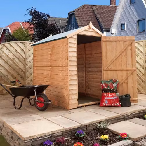 Mercia Overlap Apex Windowless Wooden Shed in Brown, W: 184 cm, D: 199.99 cm, H: 215 cm