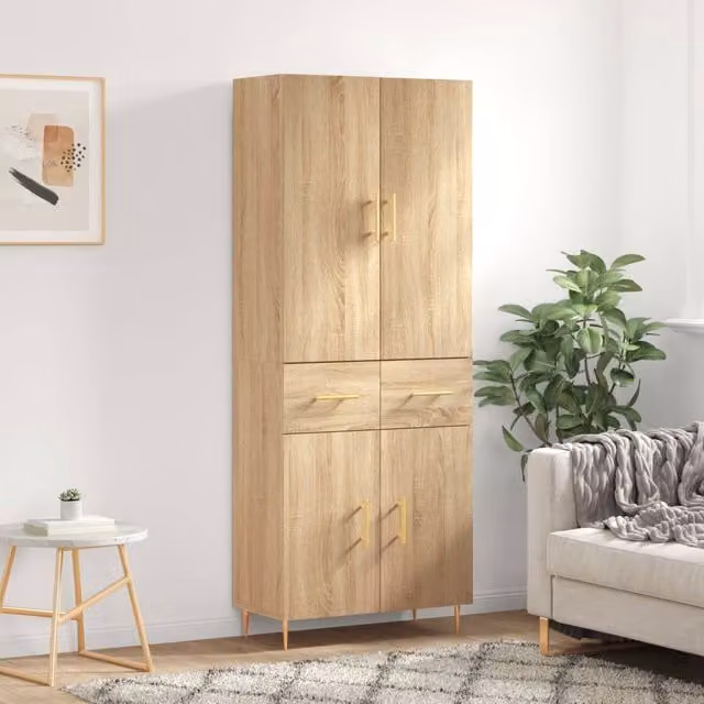 Berkfield Home Sonoma Oak Highboard in Brown, W: 69.5 cm, D: 34 cm, H: 180 cm