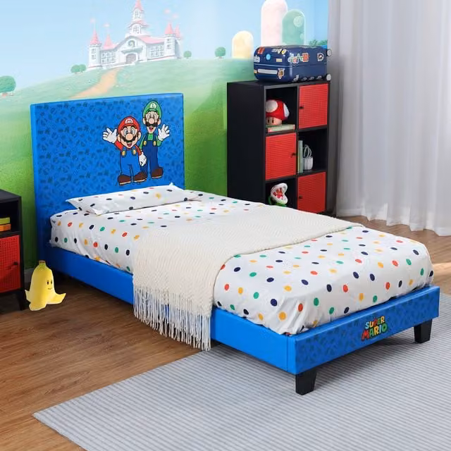 X Rocker Upholstered Childrens Gaming Bed in Blue and Red, W/D/H: 90 x 190 cm