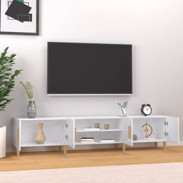 Berkfield Home High Gloss White TV Cabinet in Engineered Wood W/D/H: 180 x 31.5 x 40 cm