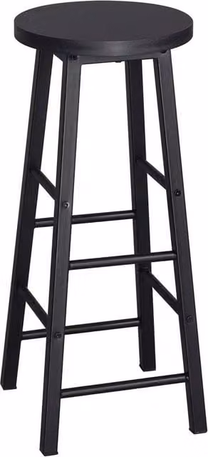 NESTLUNE Set of 2 Retro Kitchen Bar Stools in Black – 1