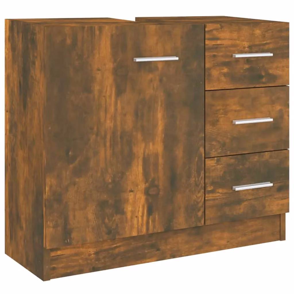 Berkfield Home Sink Cabinet in Smoked Oak Brown, W/D/H: 63 x 30 x 54 cm – 2