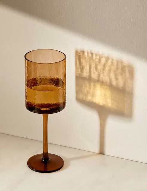 M&S Set of 4 Hammered Brown Glass Wine Glasses