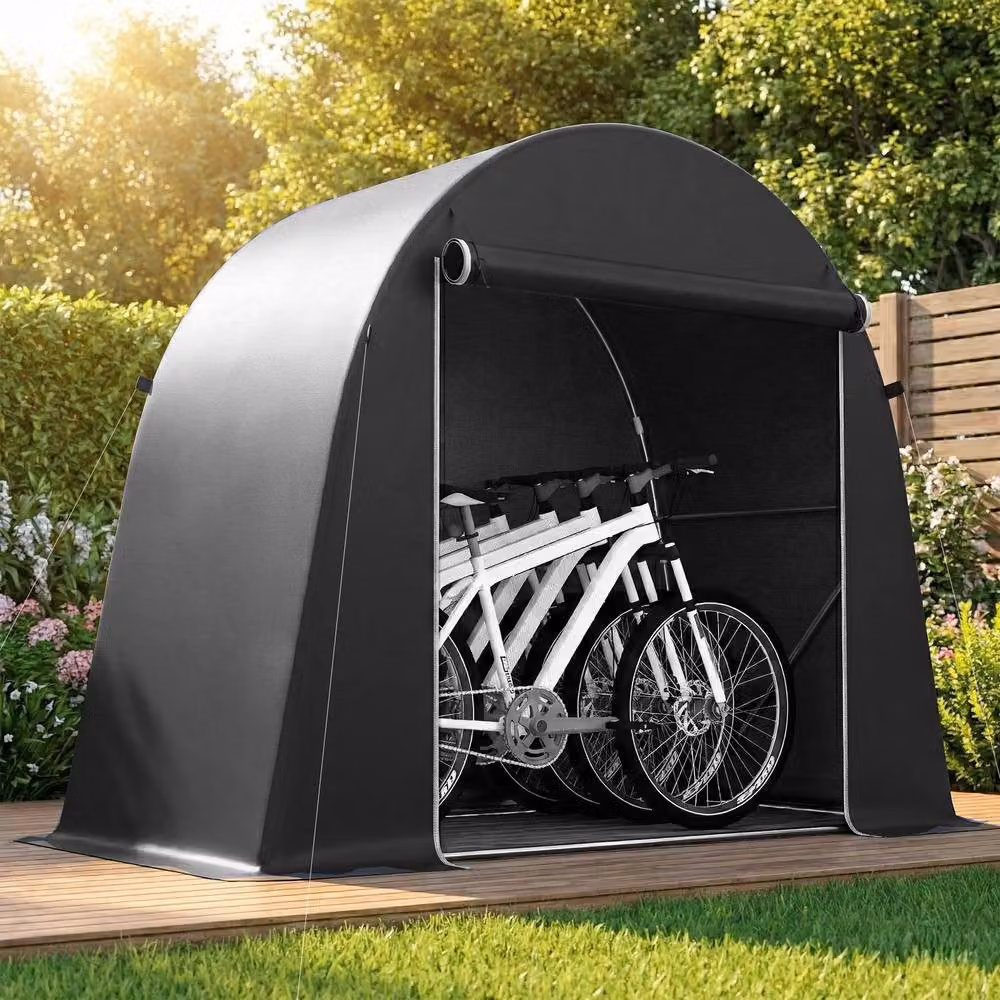 Rolipo Waterproof Bike Storage Tent with Galvanised Steel Frame, Dark Grey, W: 243.84 cm, D: 121.92 cm, H: 121.92 cm – 4