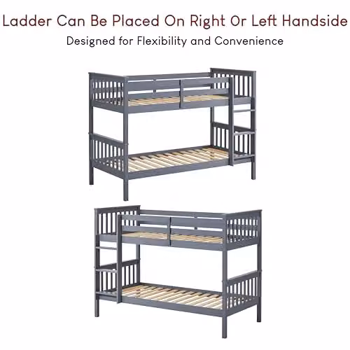 Vida Designs Milan Single Bunk Bed Frame in Grey Solid Pine Wood, W/D/H: 90 x 190 x 143.99 cm – 3