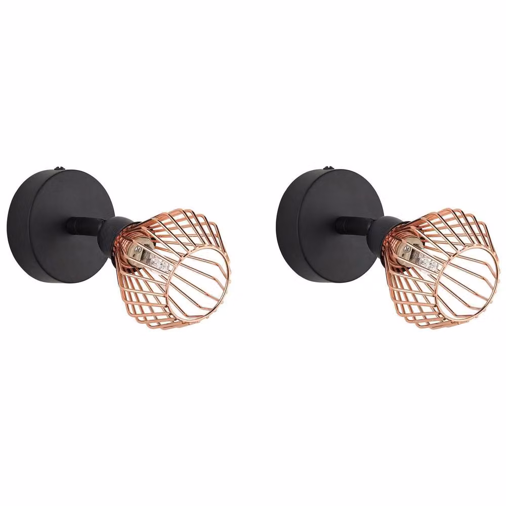 Wyld and Coco Industrial Adjustable Metal Wall Sconces, Set of 2, Glossy Copper – 2