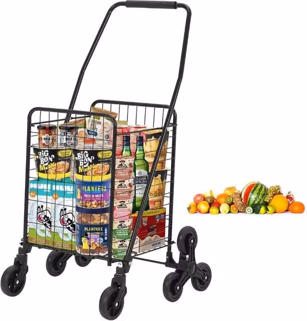 VOGREX Folding Shopping Cart Utility Trolley in Black – 1