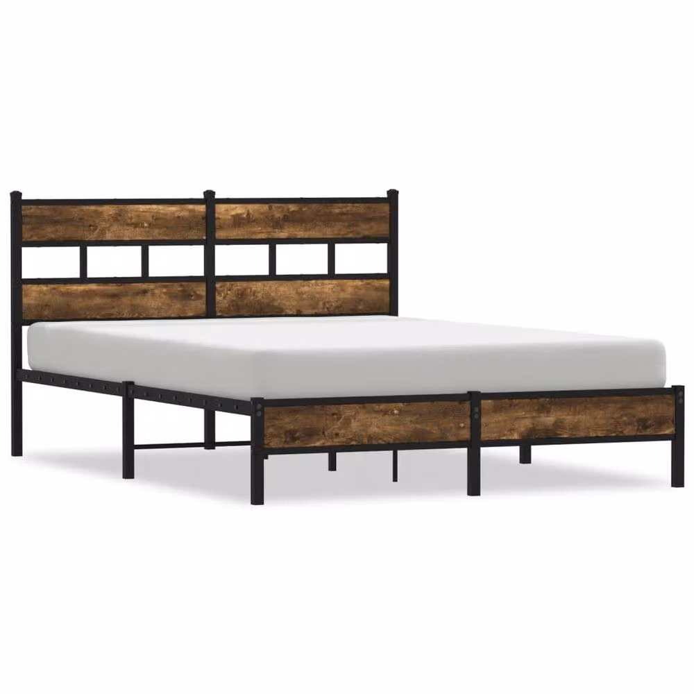 Berkfield Home Elegant Bed Frame with Headboard in Sonoma Oak and Brown, W/D/H: 140 x 200 x 91.5 cm – 3