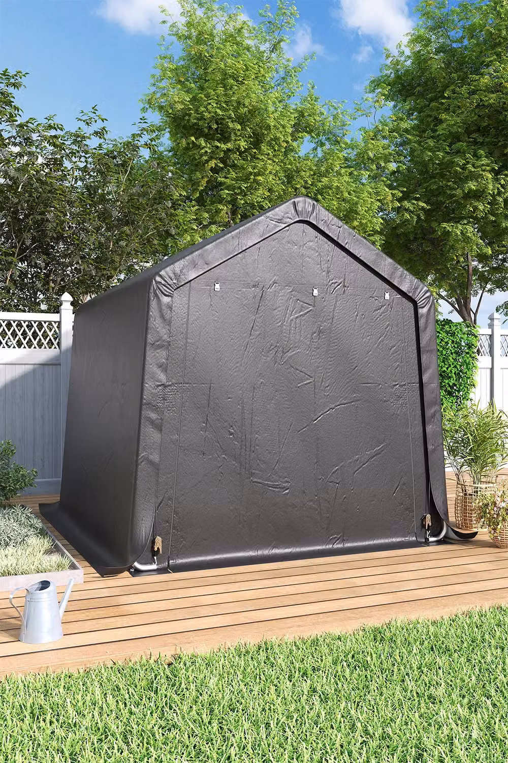 H&O Direct Galvanised Steel Outdoor Garden Storage Shed in Grey, W/D/H: 182.88 x 182.88 x 210.0 cm – 2