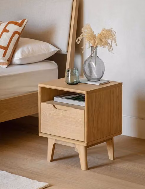 Gallery Direct Nord Modern 1 Drawer Bedside Table in Oak Brown