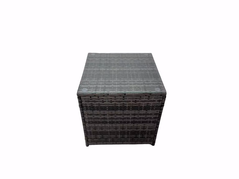 Fimous Patio Furniture Set with Dining Table, 2 Stools and Side Table in Dark Grey Rattan and Glass
