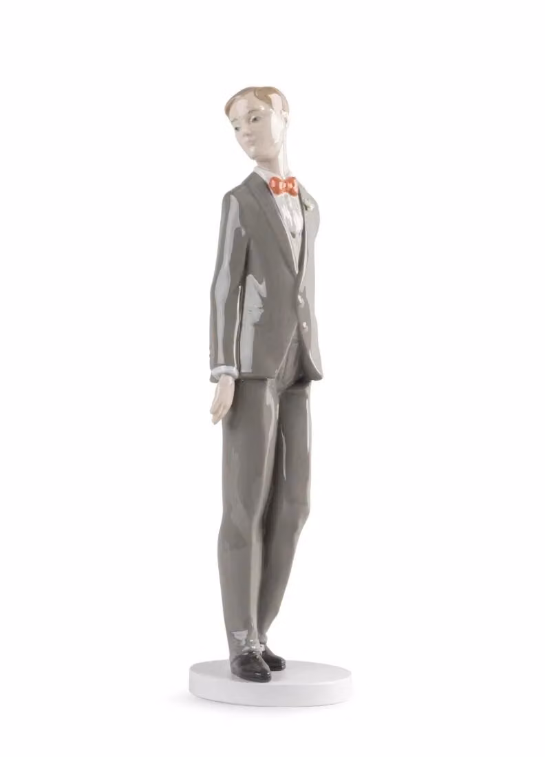 Lladró Soulmates Groom I Porcelain Figurine in Grey