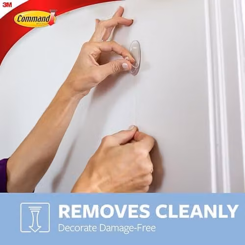 3M Command Small Transparent Hooks with Adhesive Strips, Pack of 2 Hooks and 4 Strips, Holds up to 450 g – 5