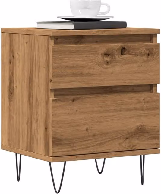 Berkfield Home Artisan Oak Bedside Cabinet in Brown, W: 40 cm, D: 35 cm, H: 50 cm – 1