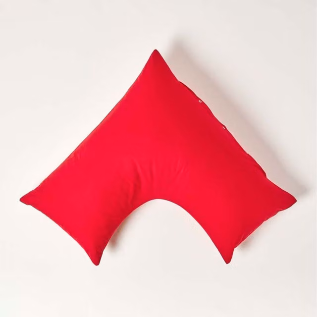 Homescapes Red Egyptian Cotton V-Shape Pillowcase, 200 Thread Count Percale