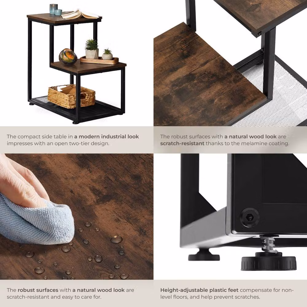 tectake Halifax Bedside Table in Dark Brown – 4
