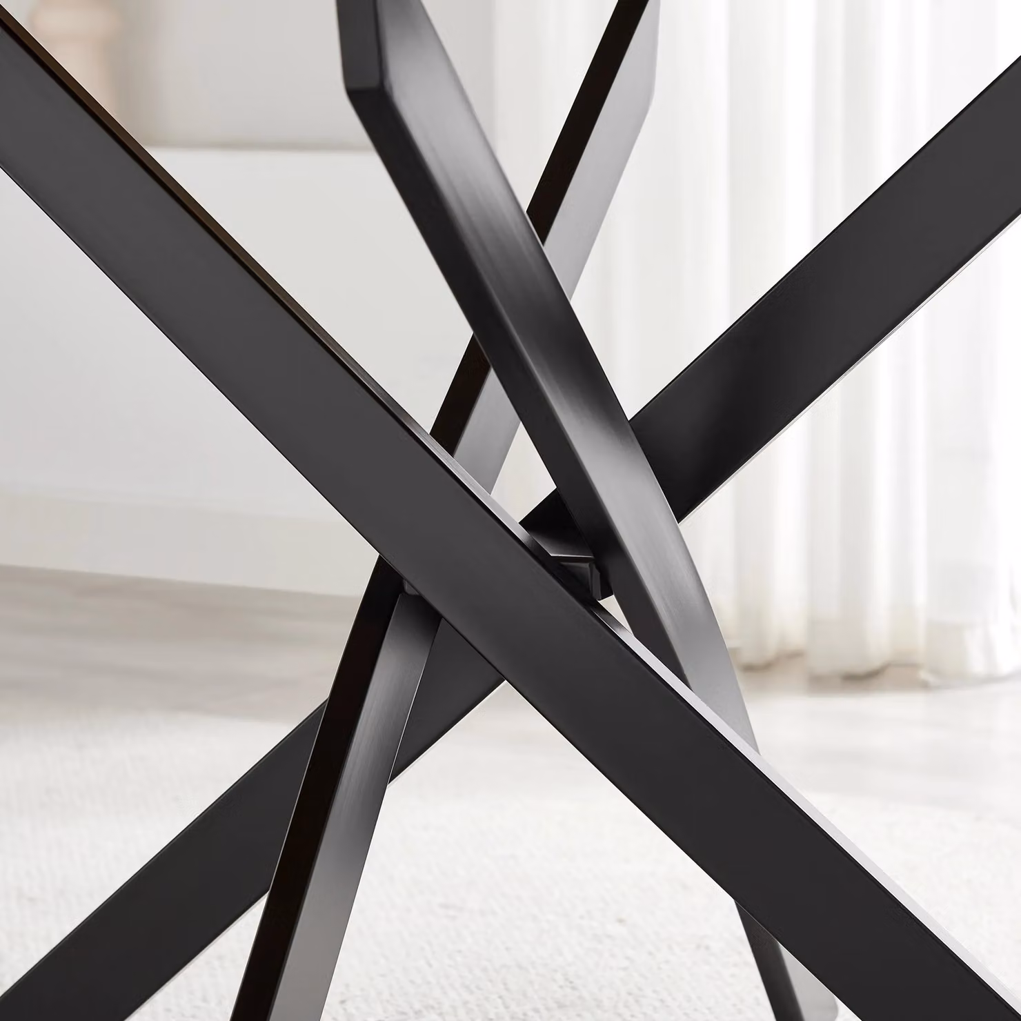 FurnitureboxUK Novara Round Dining Table with 4 Halley Chairs, Black Top and Cream Upholstery, Diameter: 100 cm – 2
