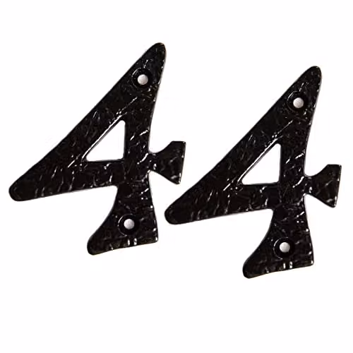 Hammer and Tongs Rustic Iron Number 4 Wall Numeral, Black, Pack of 2, Height: 7 cm – 2