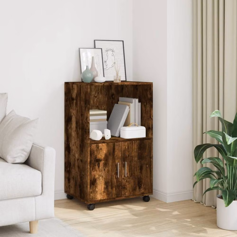 Berkfield Home Rolling Cabinet in Smoked Oak Brown, W/D/H: 55 x 40 x 91 cm – 2