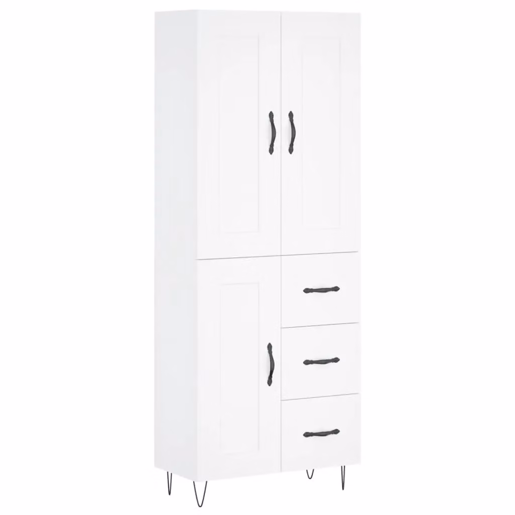Berkfield Home Modern White Matt Highboard with Hinged Doors and Internal Shelves, W/D/H: 69.5 x 34 x 180 cm – 2