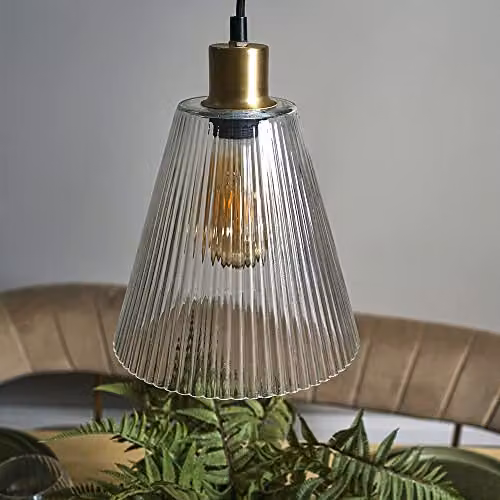 ValueLights Modern Gold and Transparent Glass Suspended Ceiling Pendant Light Fitting – 2