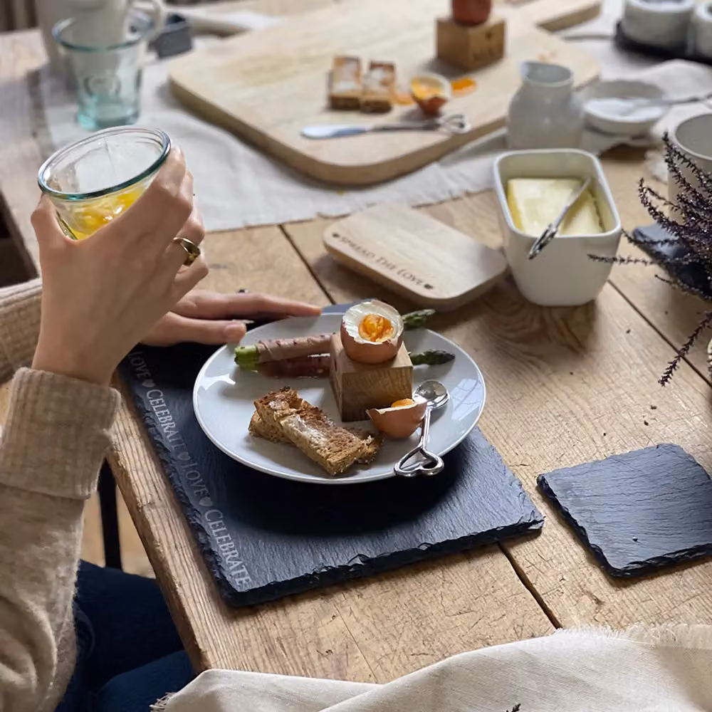 Selbrae House Black Slate Coaster and Place Mat Set – 3