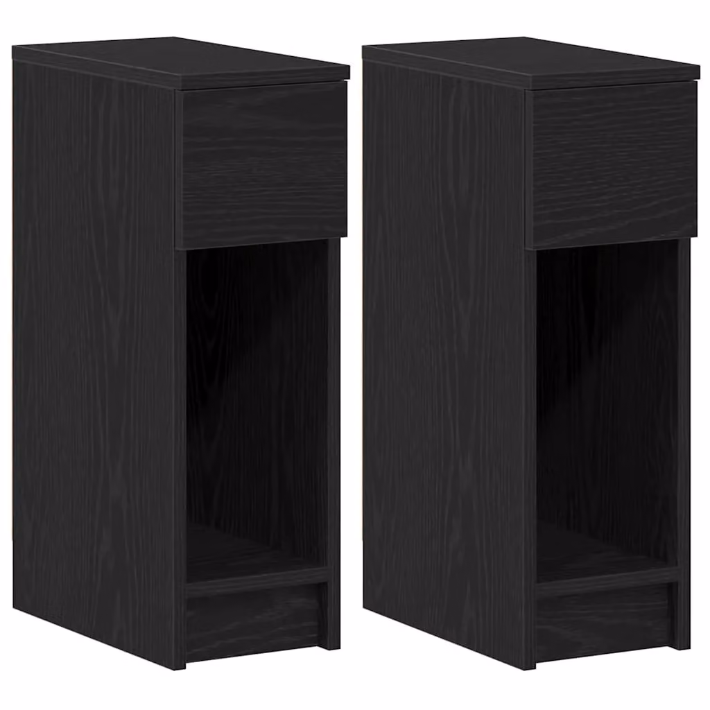 Berkfield Home Set of 2 Black Oak Bedside Cabinets with Drawer, W/D/H: 20 x 36 x 60 cm – 2