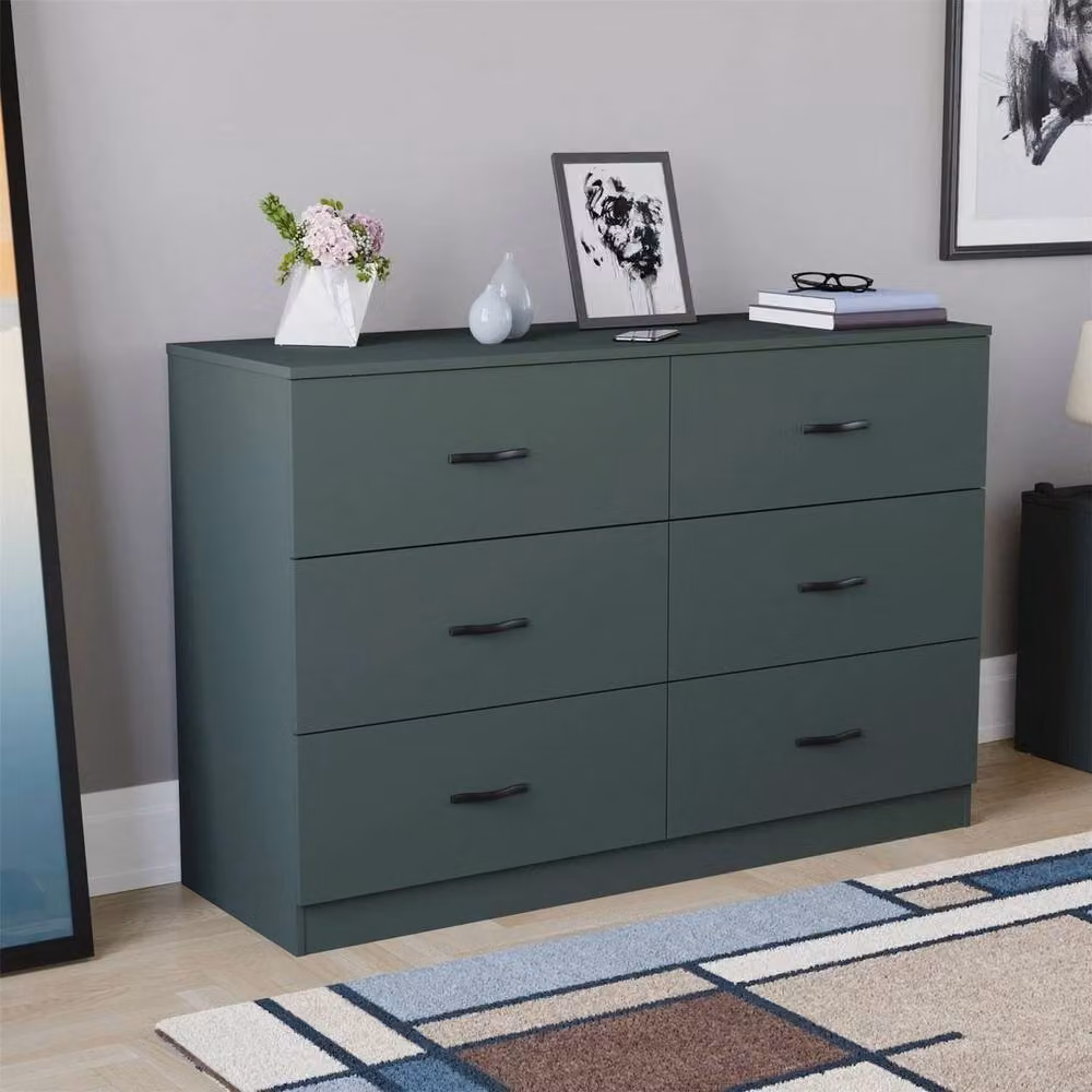 FORGEVIO Modern 6 Drawer Narrow Chest of Drawers in Green – 3
