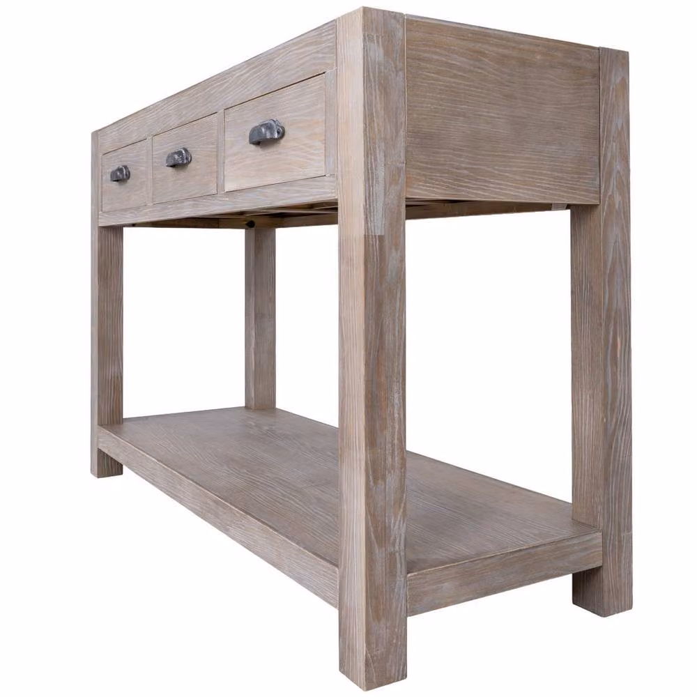 Lemon Pavilion Haldon Collection 3 Drawer Wood Console Table in Brown, W: 120 cm, D: 45 cm, H: 88 cm – 3