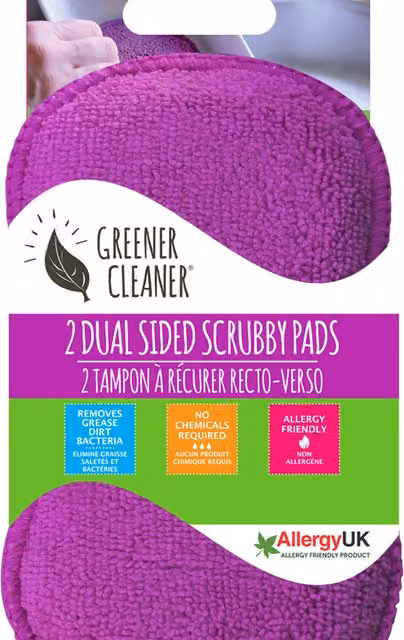 Greener Cleaner Dual Sided Microfibre Multi Purpose Scrubby Pad, Purple