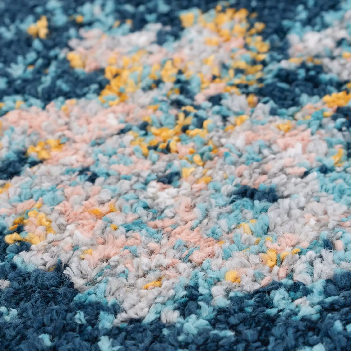 Kukoon Blue and Multicolour Coastal Abstract Shaggy Area Rug, W: 60 cm, L: 240 cm – 4