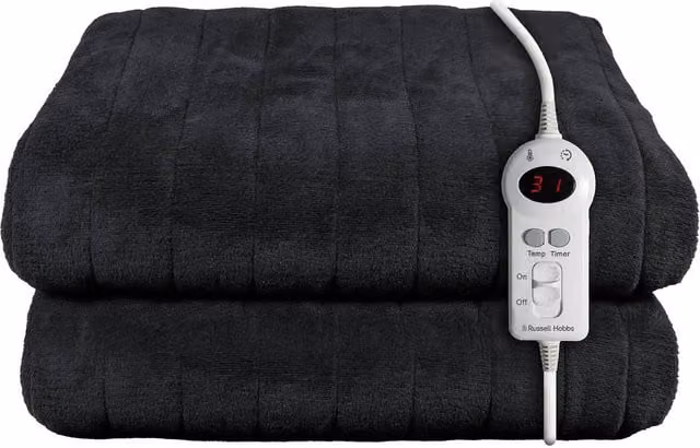 Russell Hobbs Microfleece Electric Heated Throw in Black, W/D/H: 180 x 130 cm