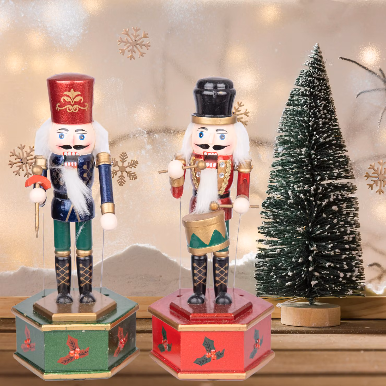 Shatchi Multicolour Wooden Nutcracker Musical Box Animated Clockwork Puppet Figurine Christmas Decoration 30 cm – 3