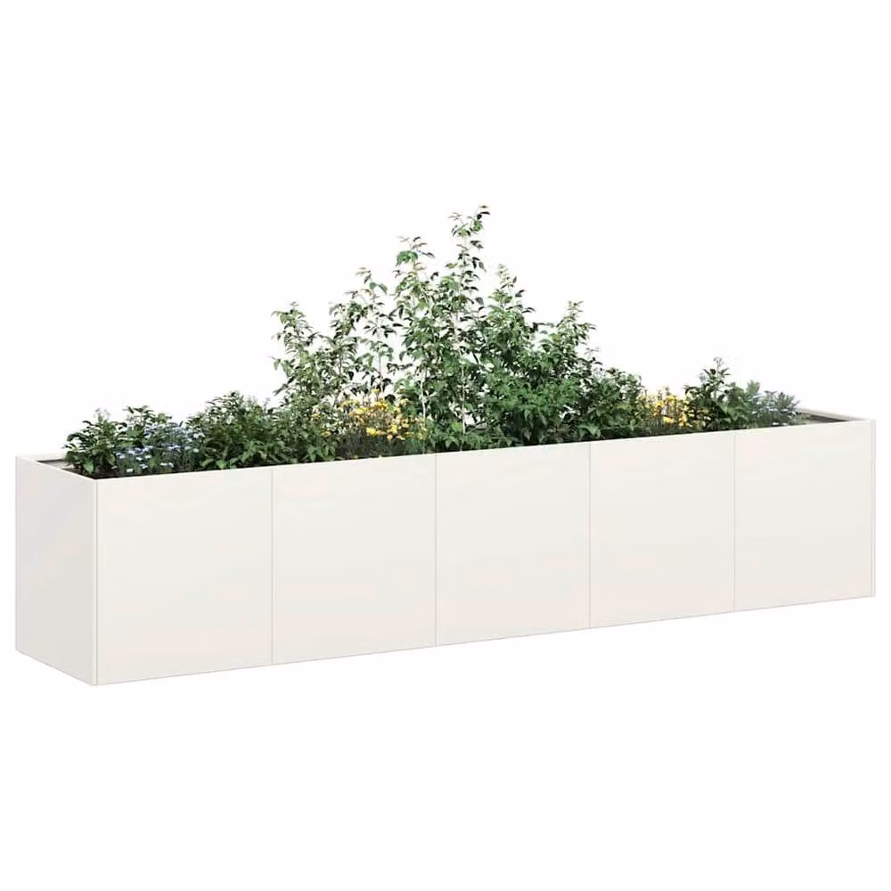 Berkfield Home White Steel Tub Planter W/D/H: 200 x 40 x 40 cm – 2
