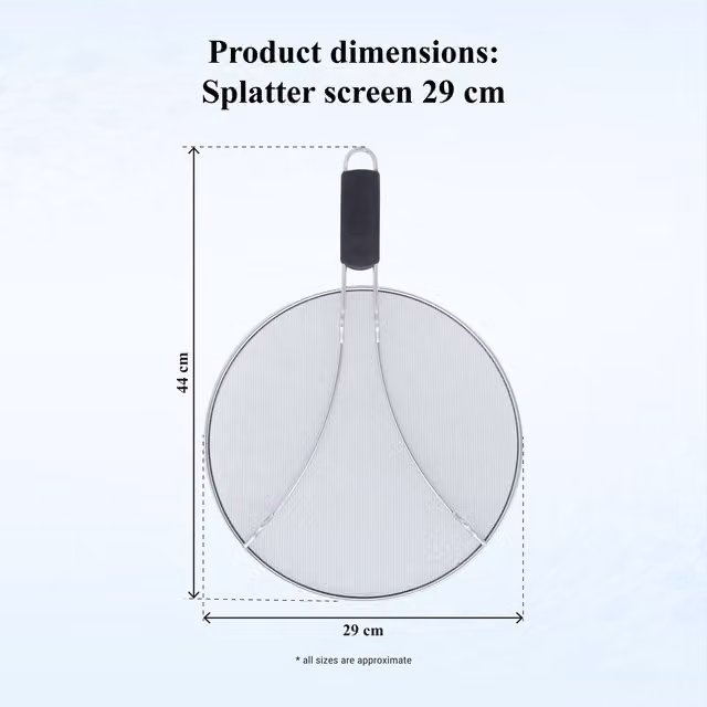 Buckingham Fine Mesh Splatter Screen and Cooling Rack with Handles, Silver, Diameter: 29 cm