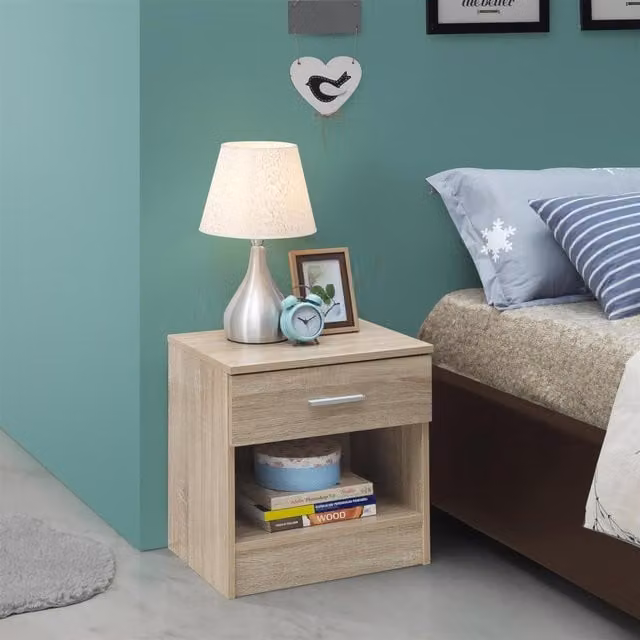 Timber Art Design Rio Costa 1 Drawer Bedside Table in Brown